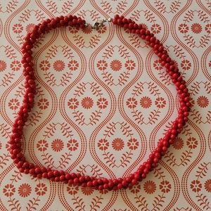 Vintage Red twisted bead necklace